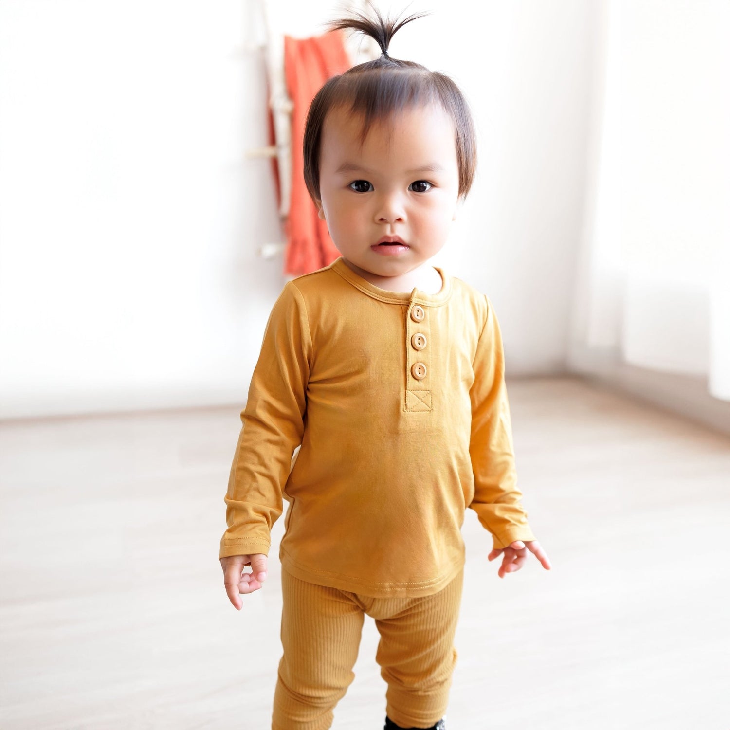 HENLEY LONG SLEEVE - Honey Mustard - Tenth &amp; Pine - henley long sleeve - 0/6m