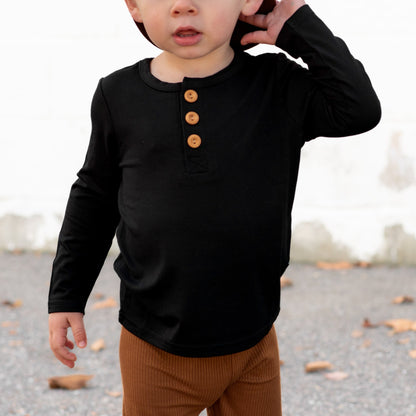 HENLEY LONG SLEEVE - Midnight - Tenth &amp; Pine - henley long sleeve - 0/6m