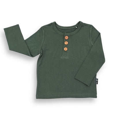 HENLEY LONG SLEEVE - Moss - Tenth &amp; Pine - henley long sleeve - 0/6m