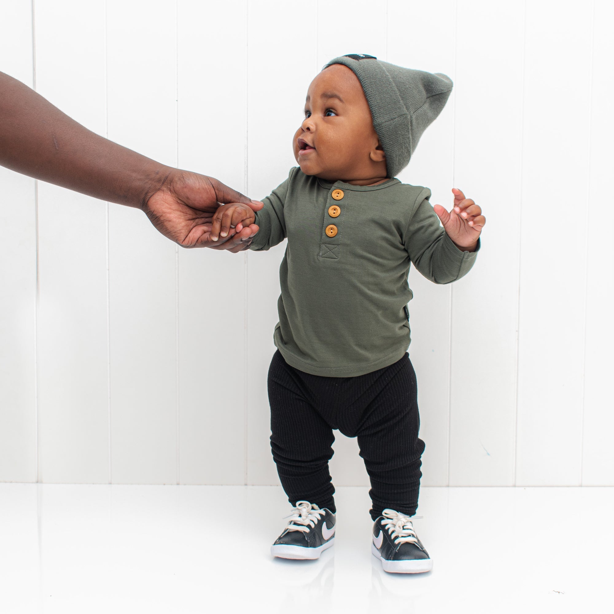 HENLEY LONG SLEEVE - Moss - Tenth &amp; Pine - henley long sleeve - 0/6m