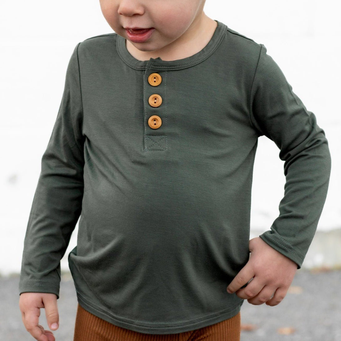 HENLEY LONG SLEEVE - Moss - Tenth &amp; Pine - henley long sleeve - 0/6m