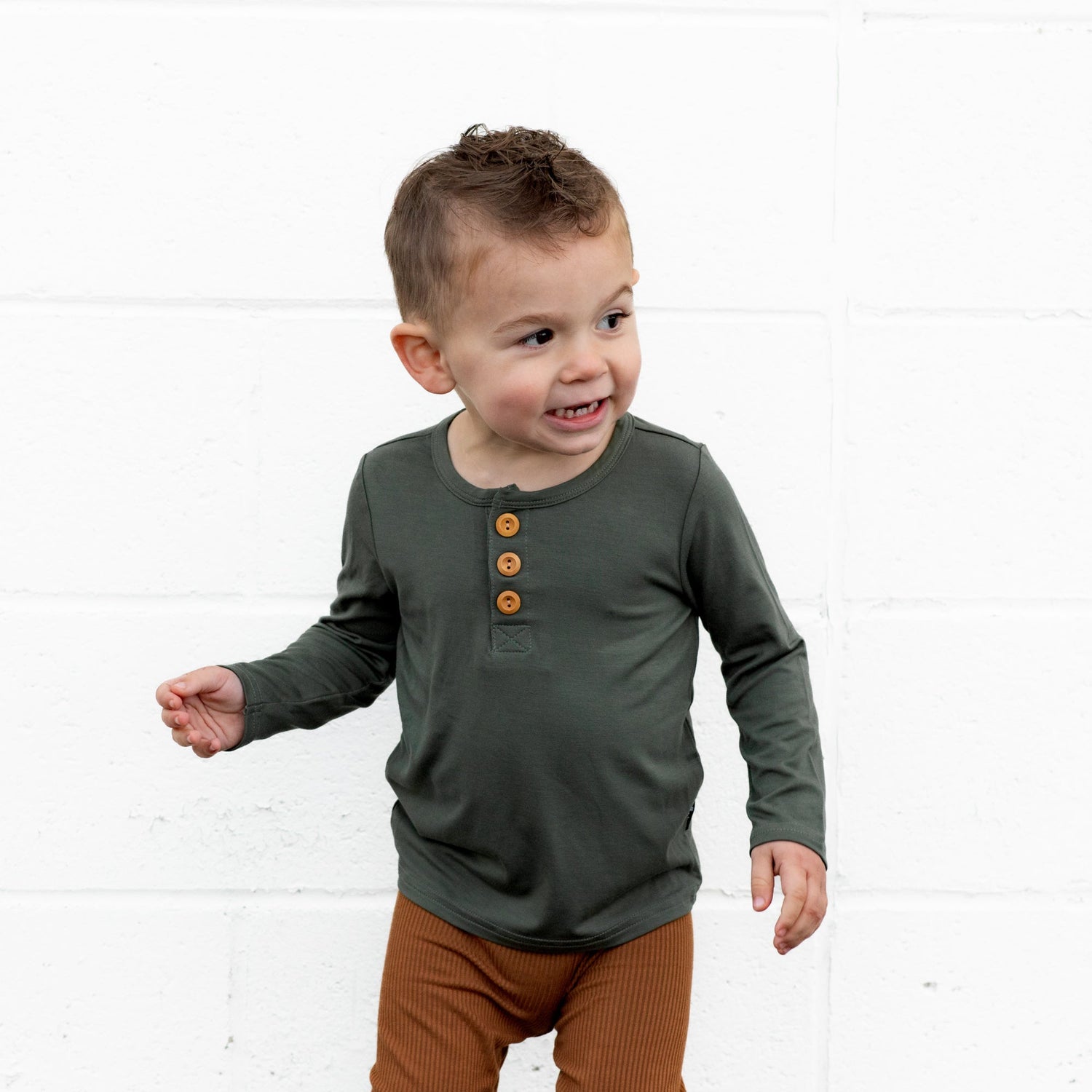 HENLEY LONG SLEEVE - Moss - Tenth &amp; Pine - henley long sleeve - 0/6m