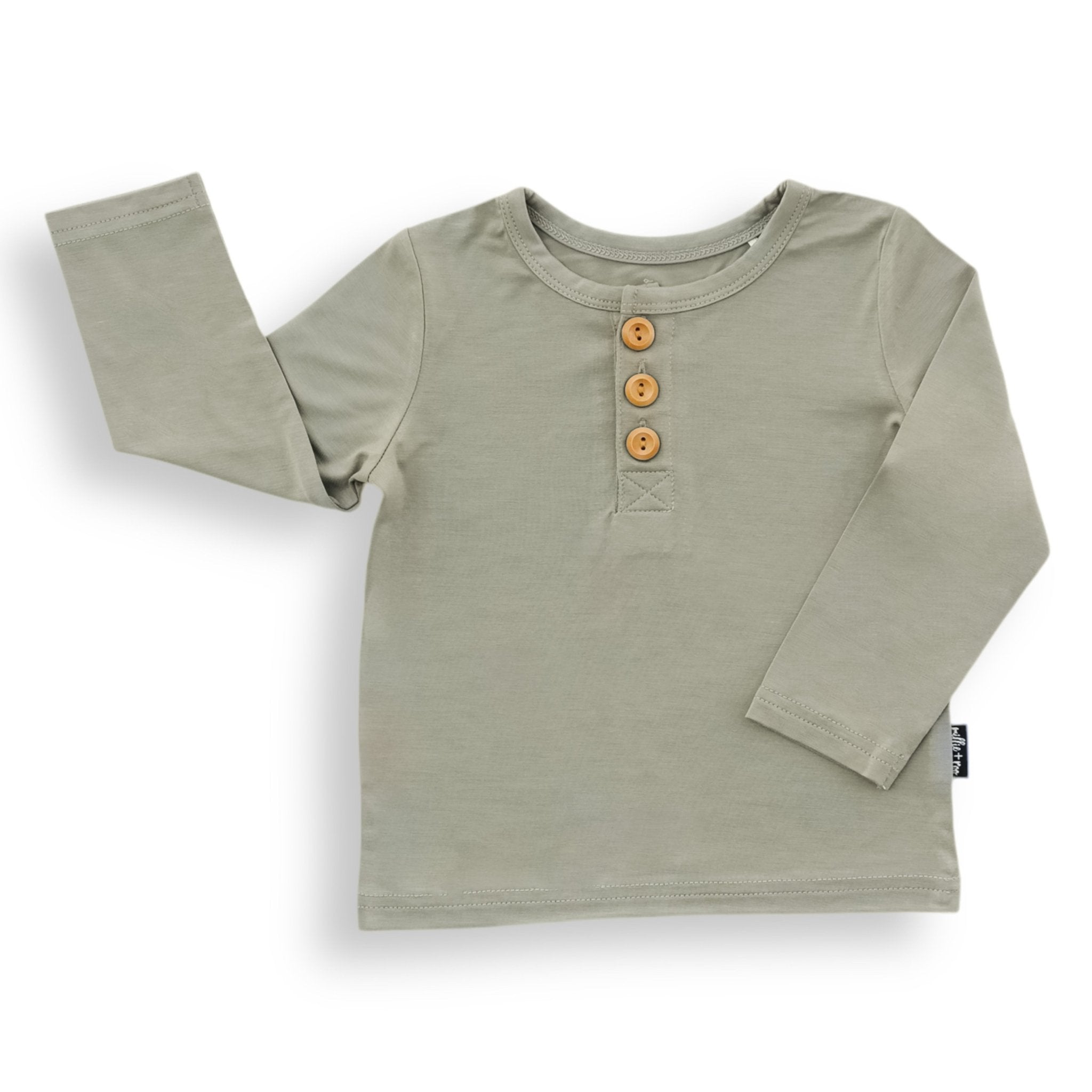 HENLEY LONG SLEEVE - Mushroom - Tenth &amp; Pine - henley long sleeve - 0/6m