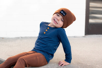 HENLEY LONG SLEEVE - Navy - Tenth &amp; Pine - henley long sleeve - 0/6m