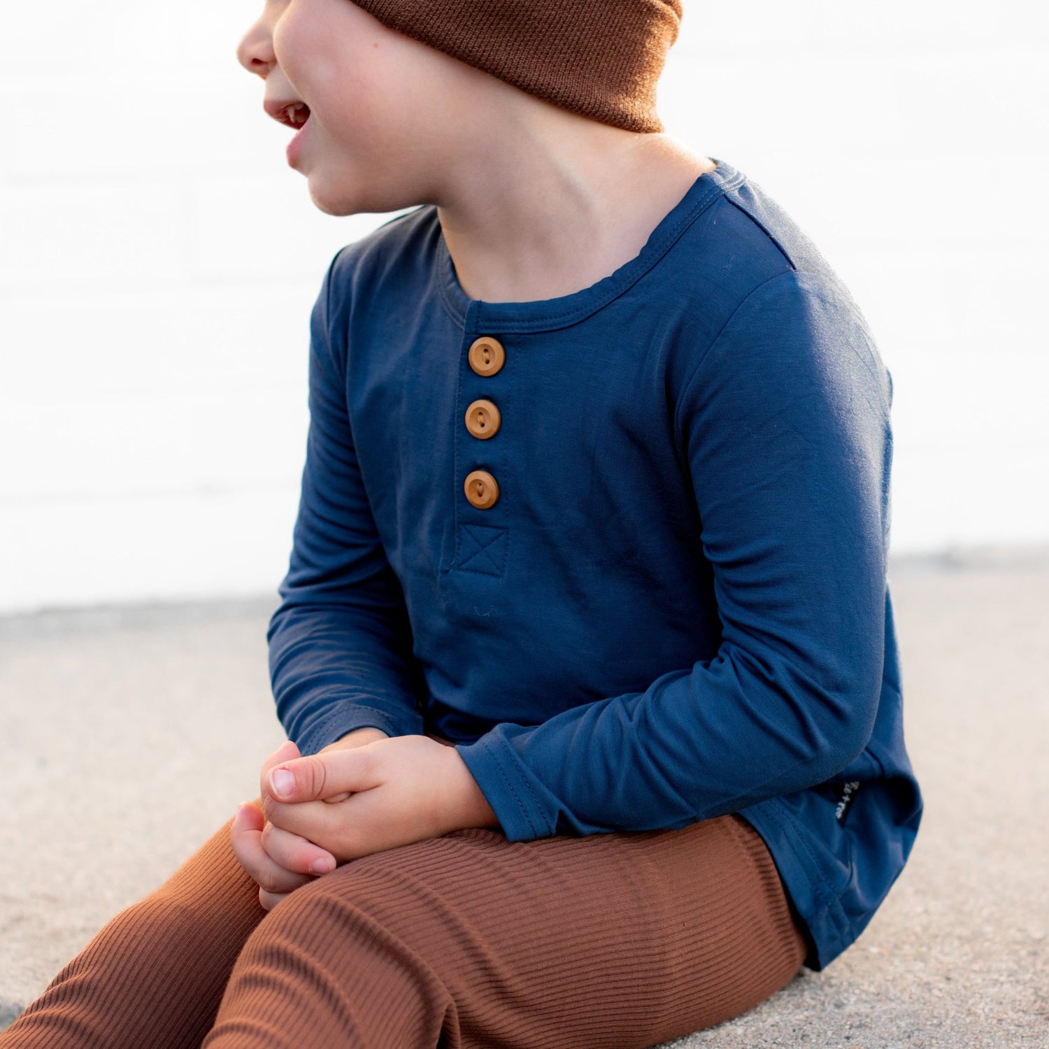 HENLEY LONG SLEEVE - Navy - Tenth &amp; Pine - henley long sleeve - 0/6m