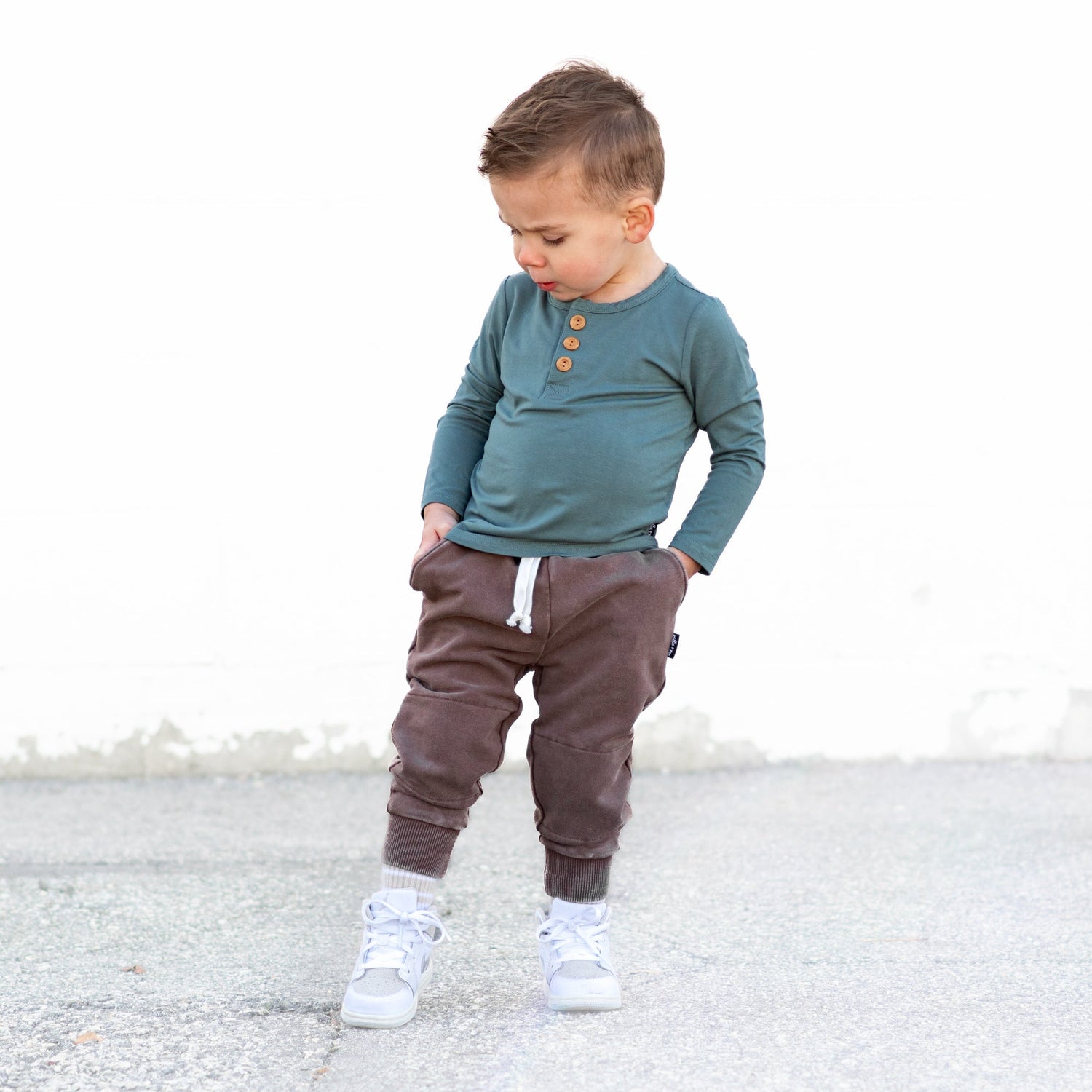 HENLEY LONG SLEEVE - Slate - Tenth &amp; Pine - henley long sleeve - 0/6m