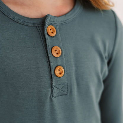 HENLEY LONG SLEEVE - Slate - Tenth &amp; Pine - henley long sleeve - 0/6m