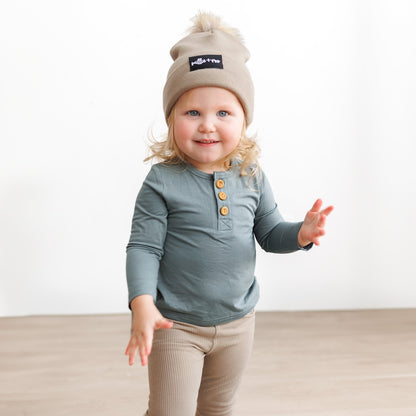 HENLEY LONG SLEEVE - Slate - Tenth &amp; Pine - henley long sleeve - 0/6m