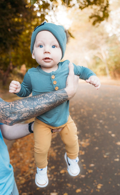 HENLEY LONG SLEEVE - Slate - Tenth &amp; Pine - henley long sleeve - 0/6m