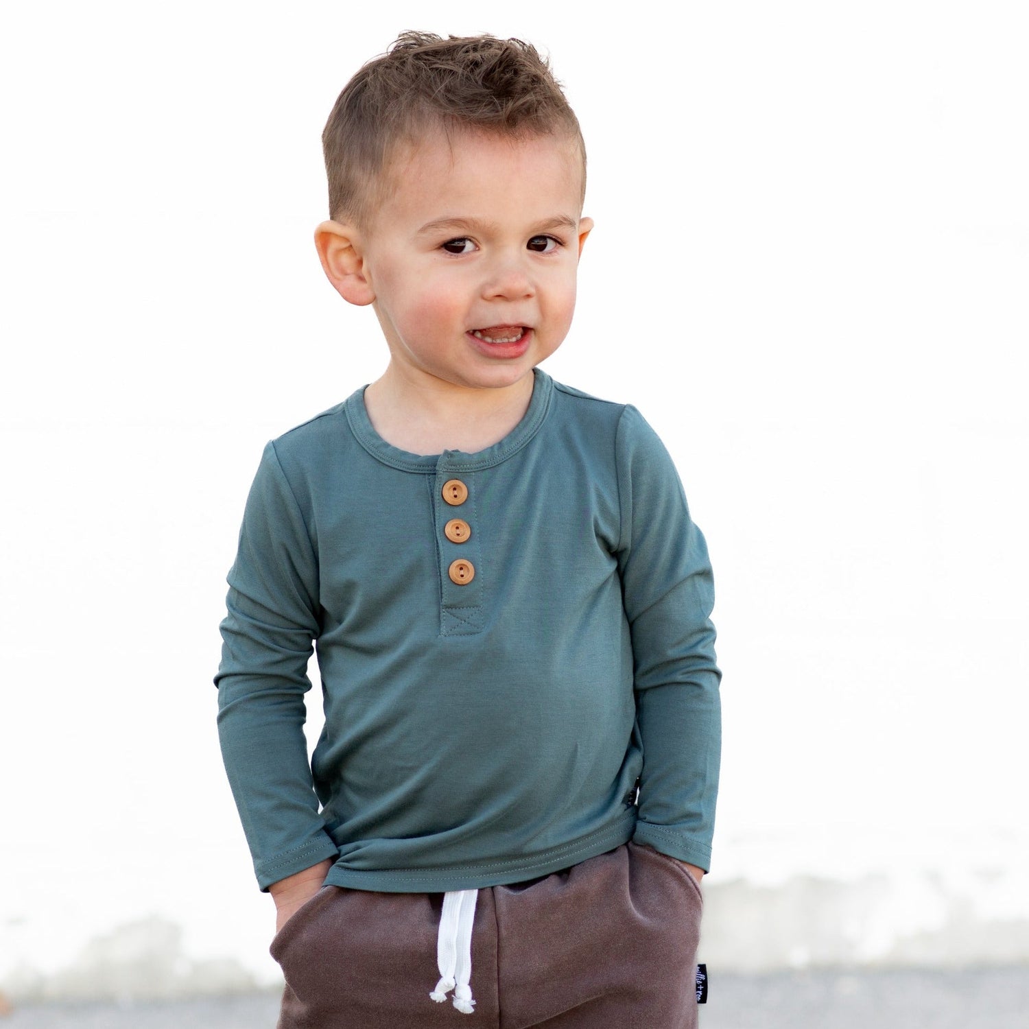 HENLEY LONG SLEEVE - Slate - Tenth &amp; Pine - henley long sleeve - 0/6m