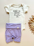 Home is Where Dada is | Bamboo Fold Over Shorties and Organic Cotton Bodysuit Set | Lilac - Tenth & Pine - Shorties + Bodysuit Set