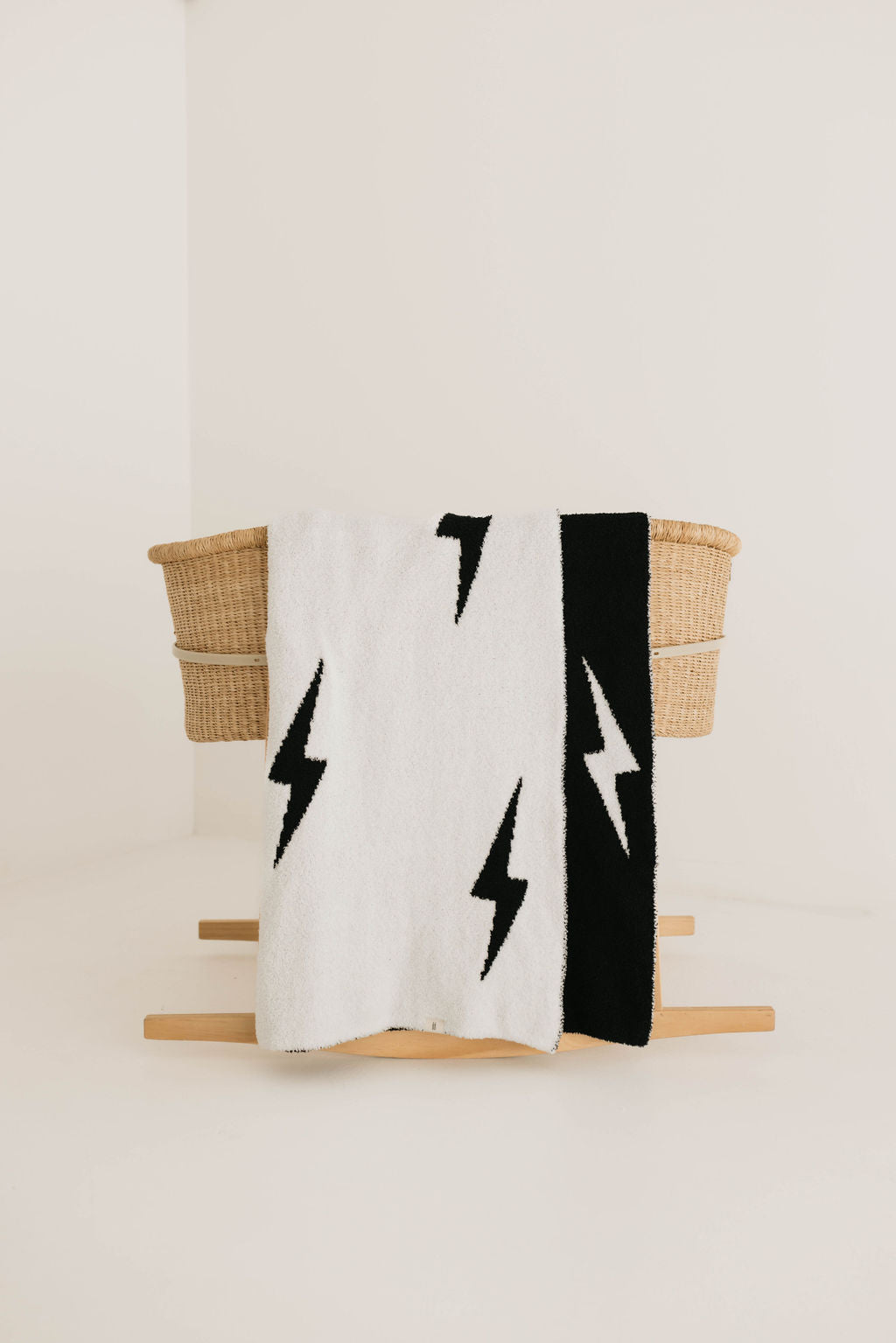 Plush Blanket | Black &amp; White Lightning Bolt