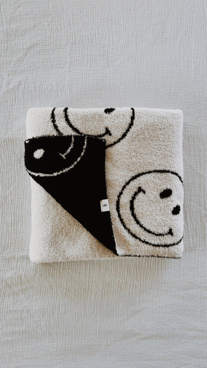 Plush Blanket  | Just Smile Black &amp; White