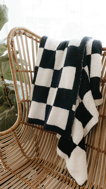 Plush Blanket  | Black & White Checkerboard