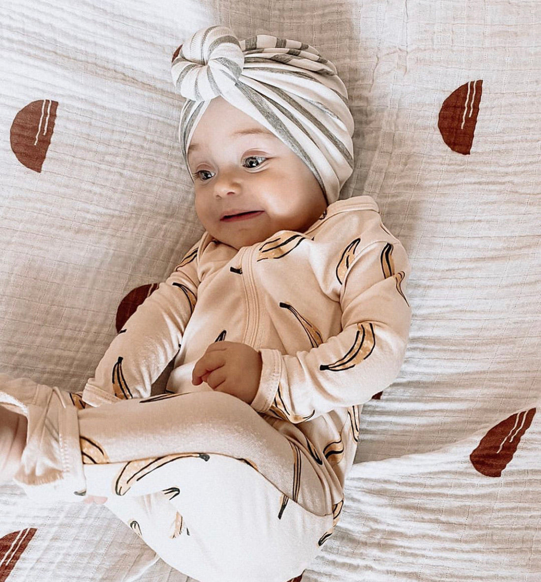 Sammy | Grey &amp; White Stripe | Ribbed Headwrap