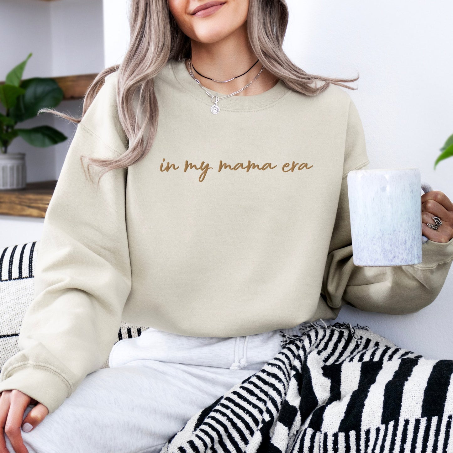 In my mama era Embroidered | Premium Adult Sweatshirt - Tenth & Pine - S - Bone