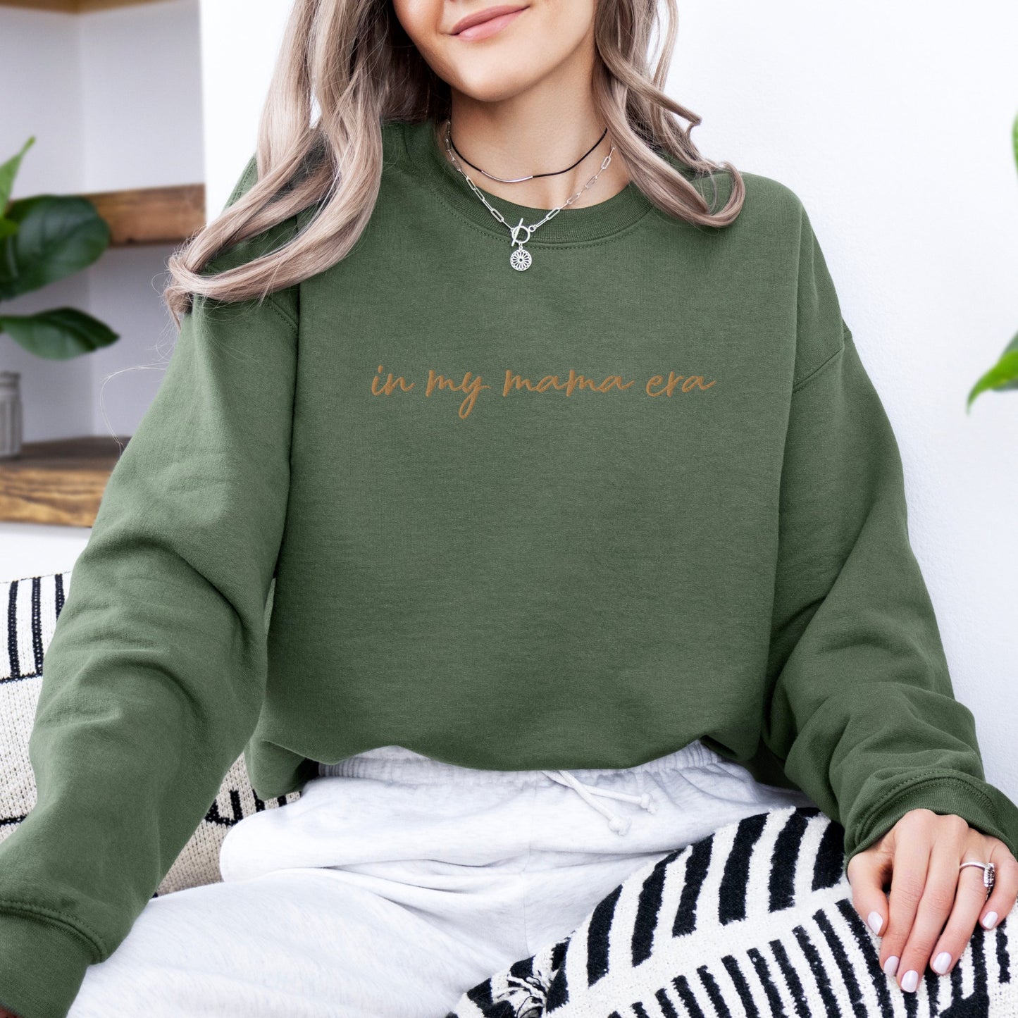 In my mama era Embroidered | Premium Adult Sweatshirt - Tenth & Pine - S - Black