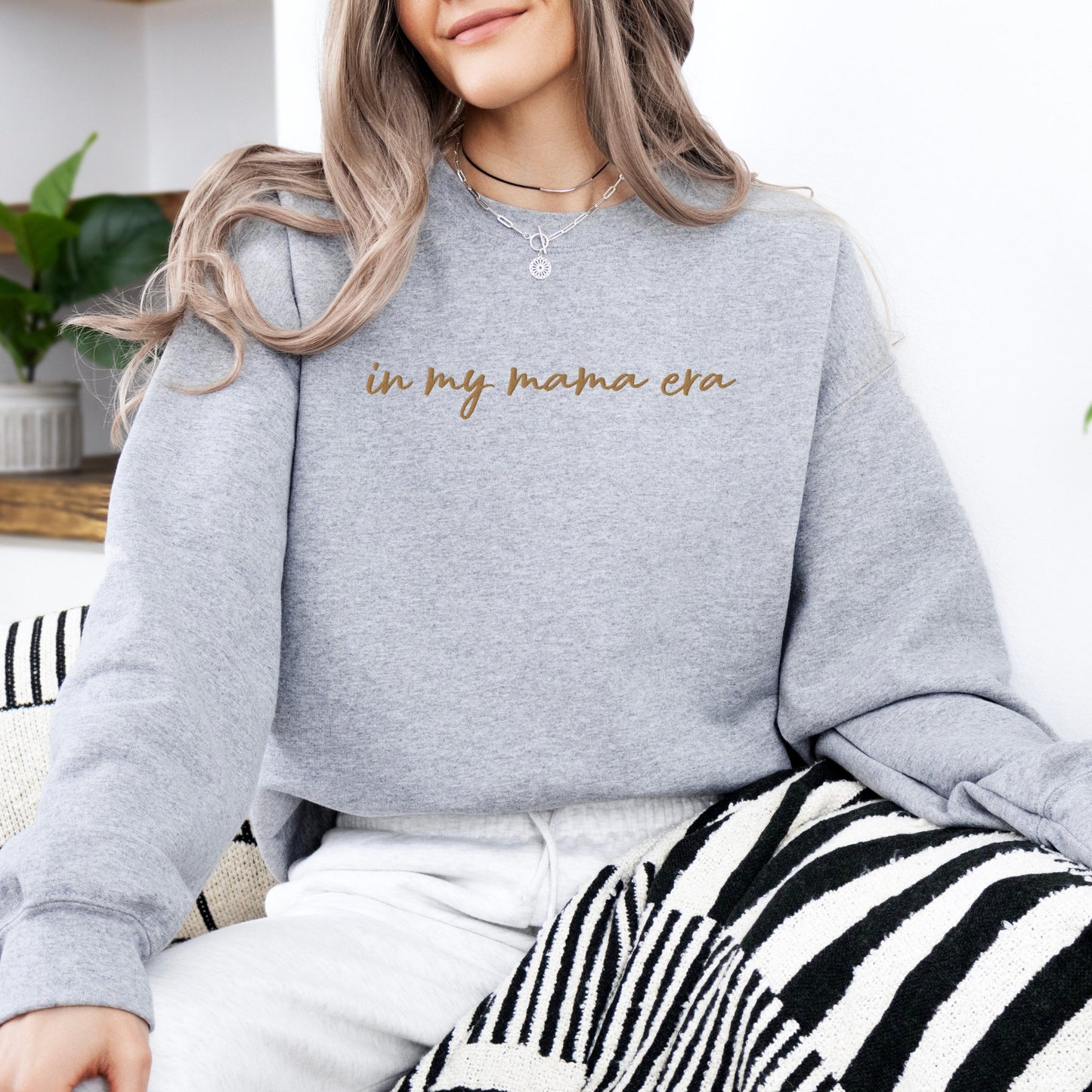 In my mama era Embroidered | Premium Adult Sweatshirt - Tenth & Pine - S - Carbon Grey