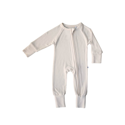 Ivory Ribbed | Bamboo Zip Romper - Tenth &amp; Pine - Apparel - Newborn