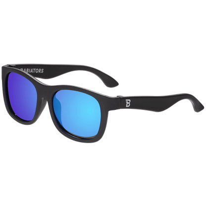 Jet Black Polarized Navigator | Cobalt Mirrored Lens - Tenth & Pine - Sunglasses - Ages 0 - 2 - Polarized - Babiators Sunglasses