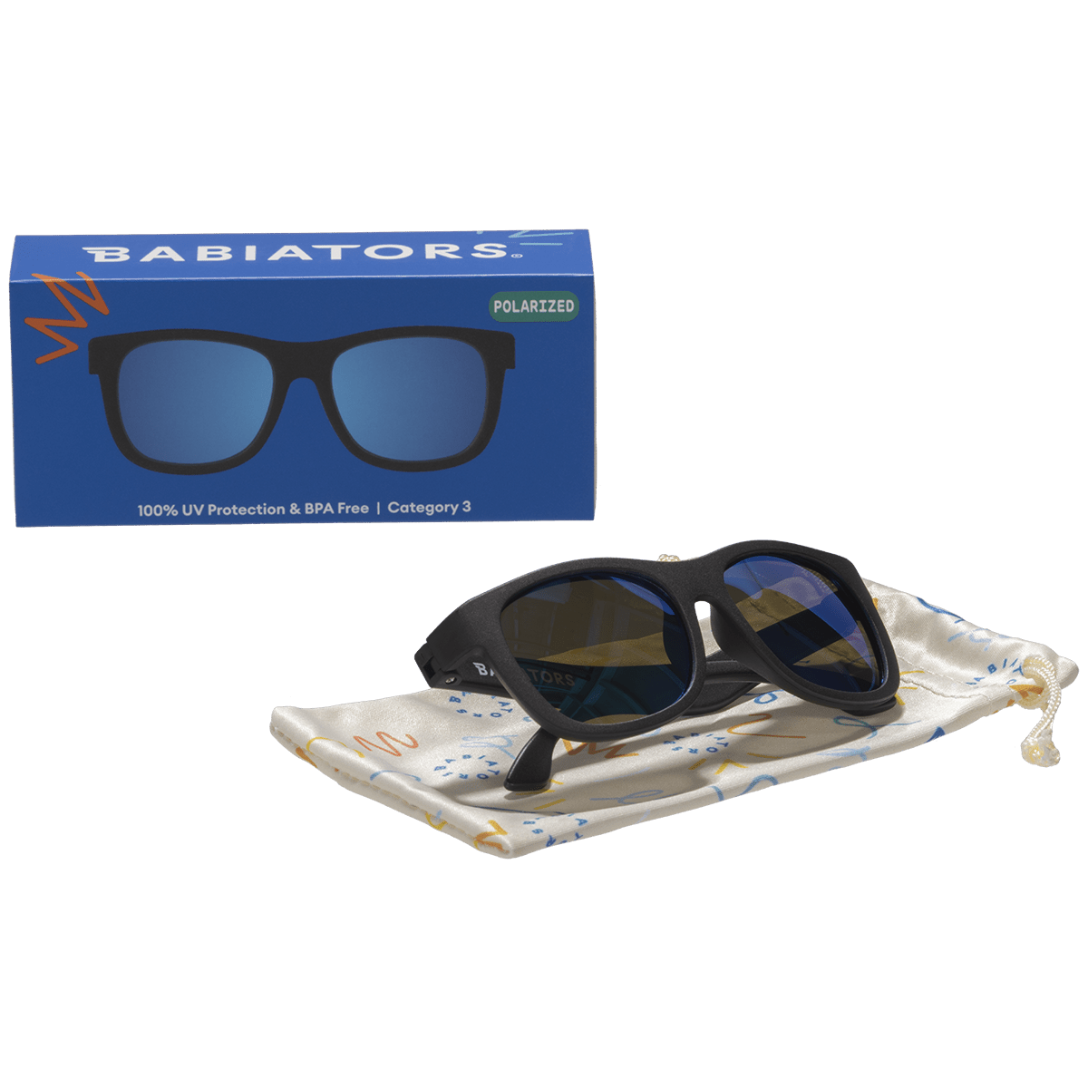 Jet Black Polarized Navigator | Cobalt Mirrored Lens - Tenth & Pine - Sunglasses - Ages 0 - 2 - Polarized - Babiators Sunglasses