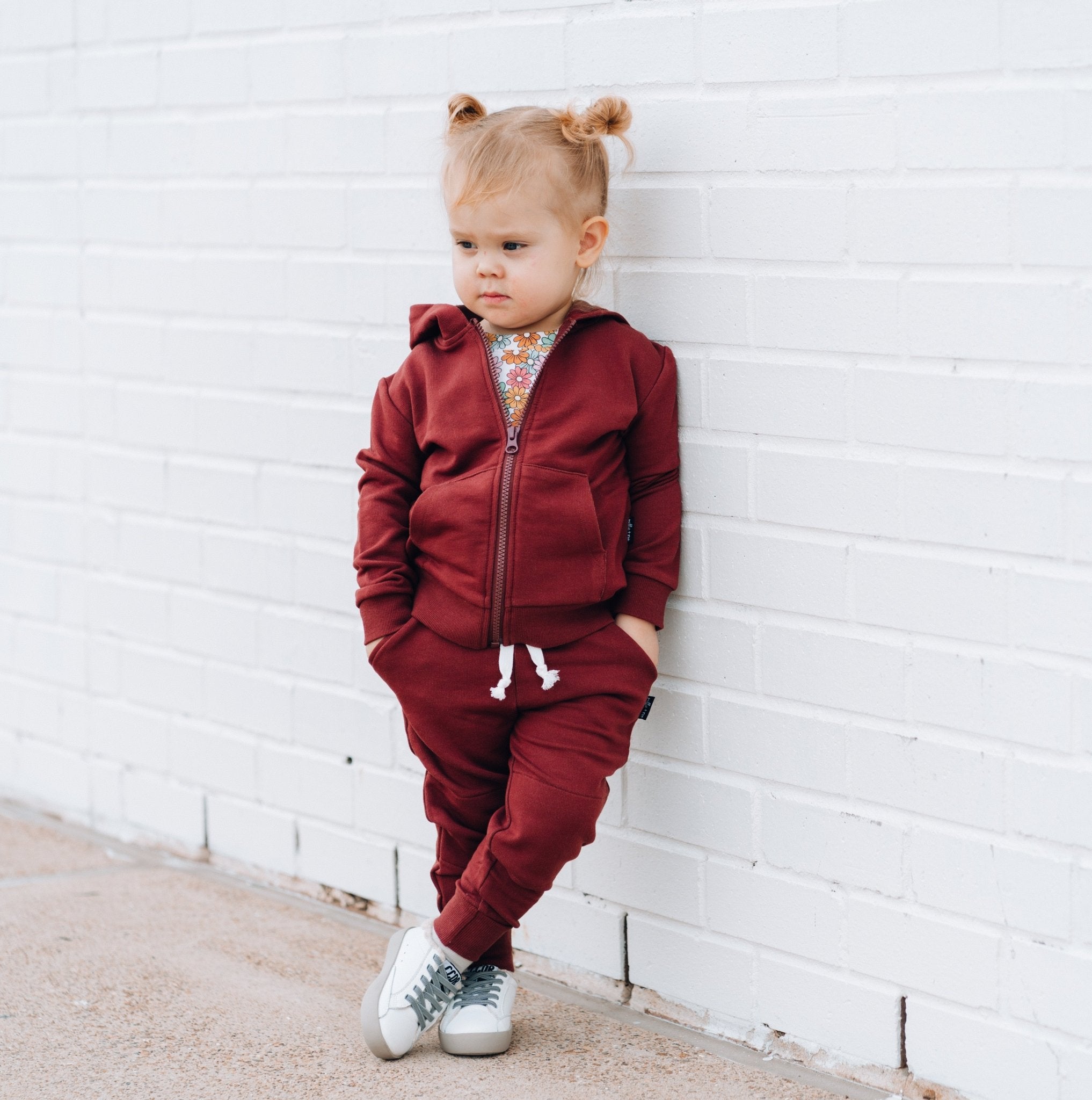 JOGGERS - Oxblood Bamboo French Terry - Tenth &amp; Pine - jogger pants - 0/6M