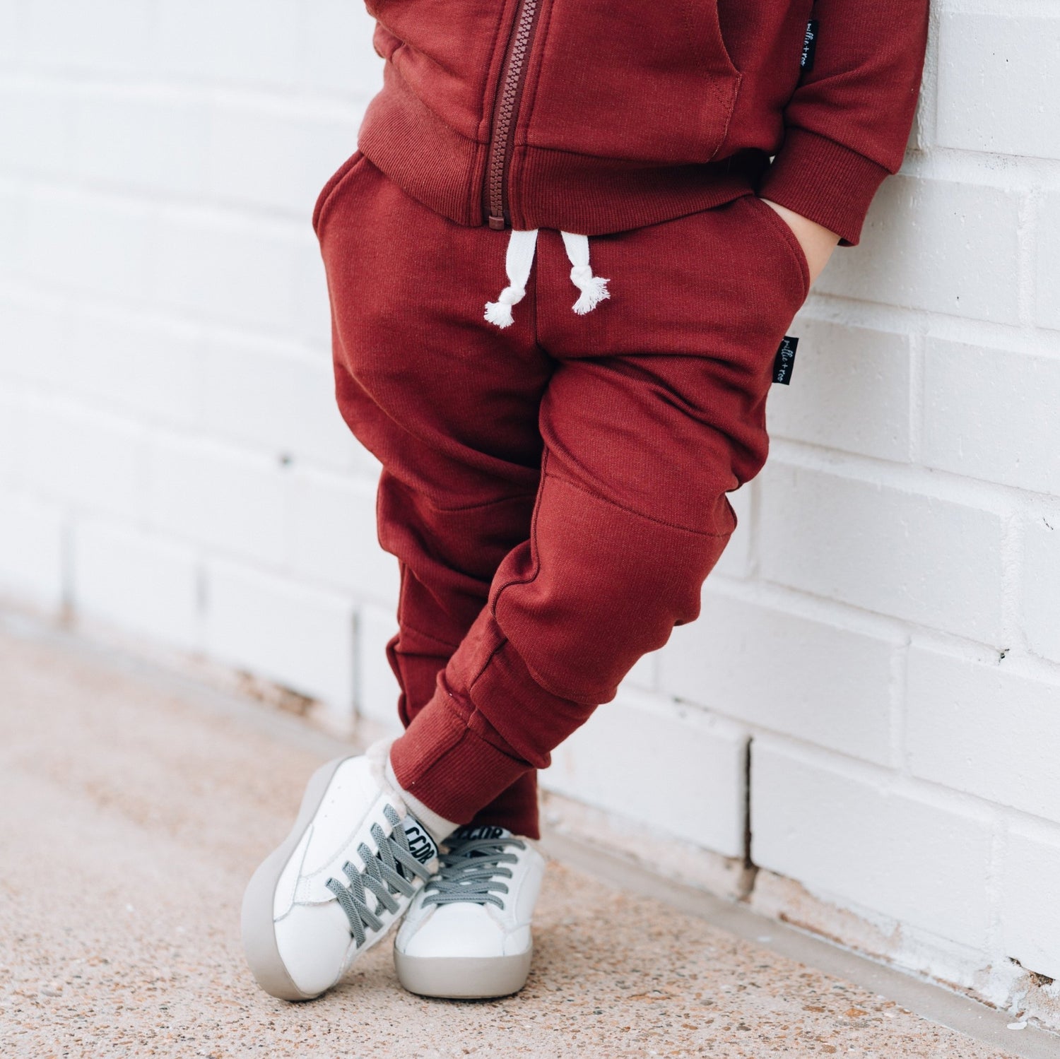 JOGGERS - Oxblood Bamboo French Terry - Tenth &amp; Pine - jogger pants - 0/6M