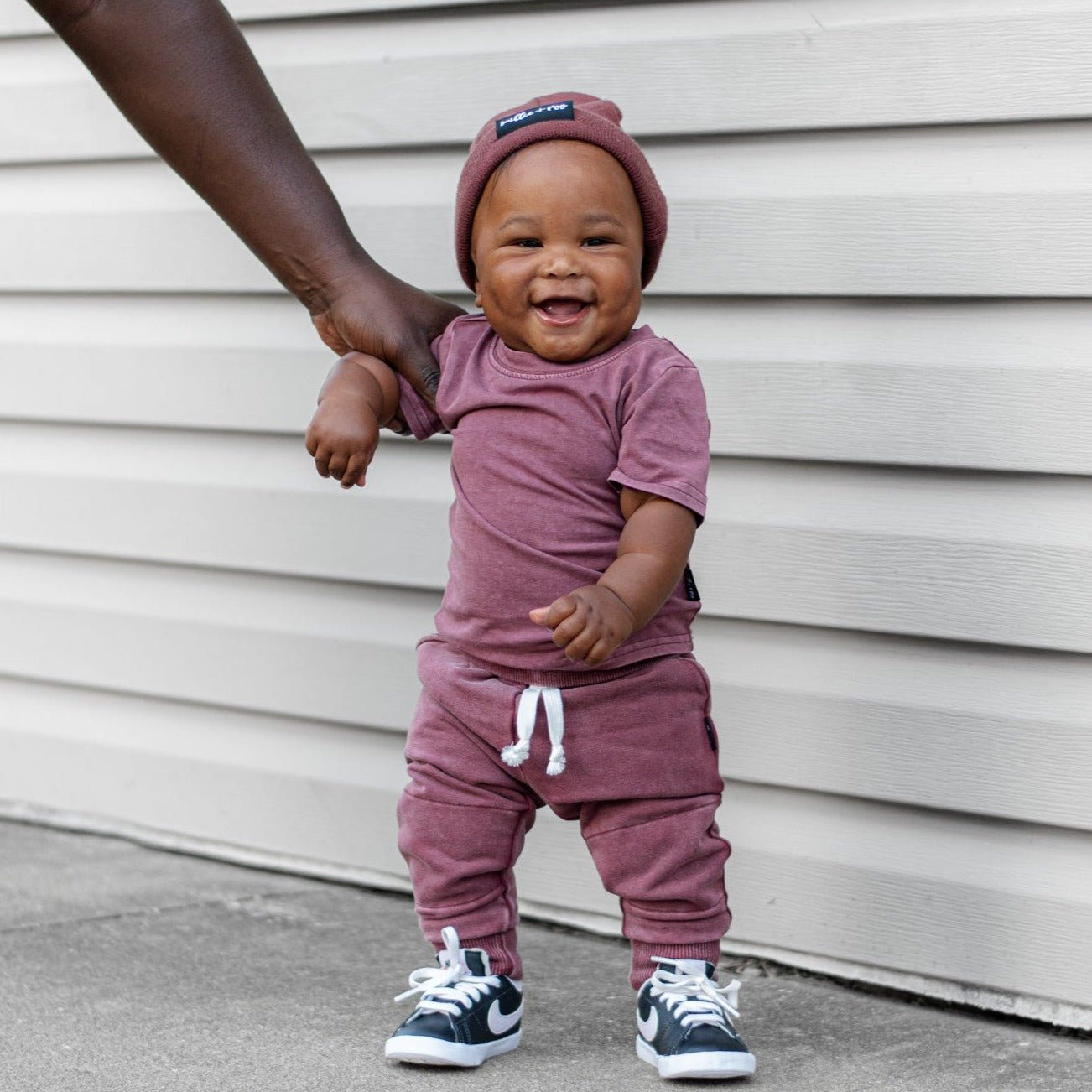 JOGGERS - Oxblood Snow Wash French Terry - Tenth &amp; Pine - jogger pants - 0/6M