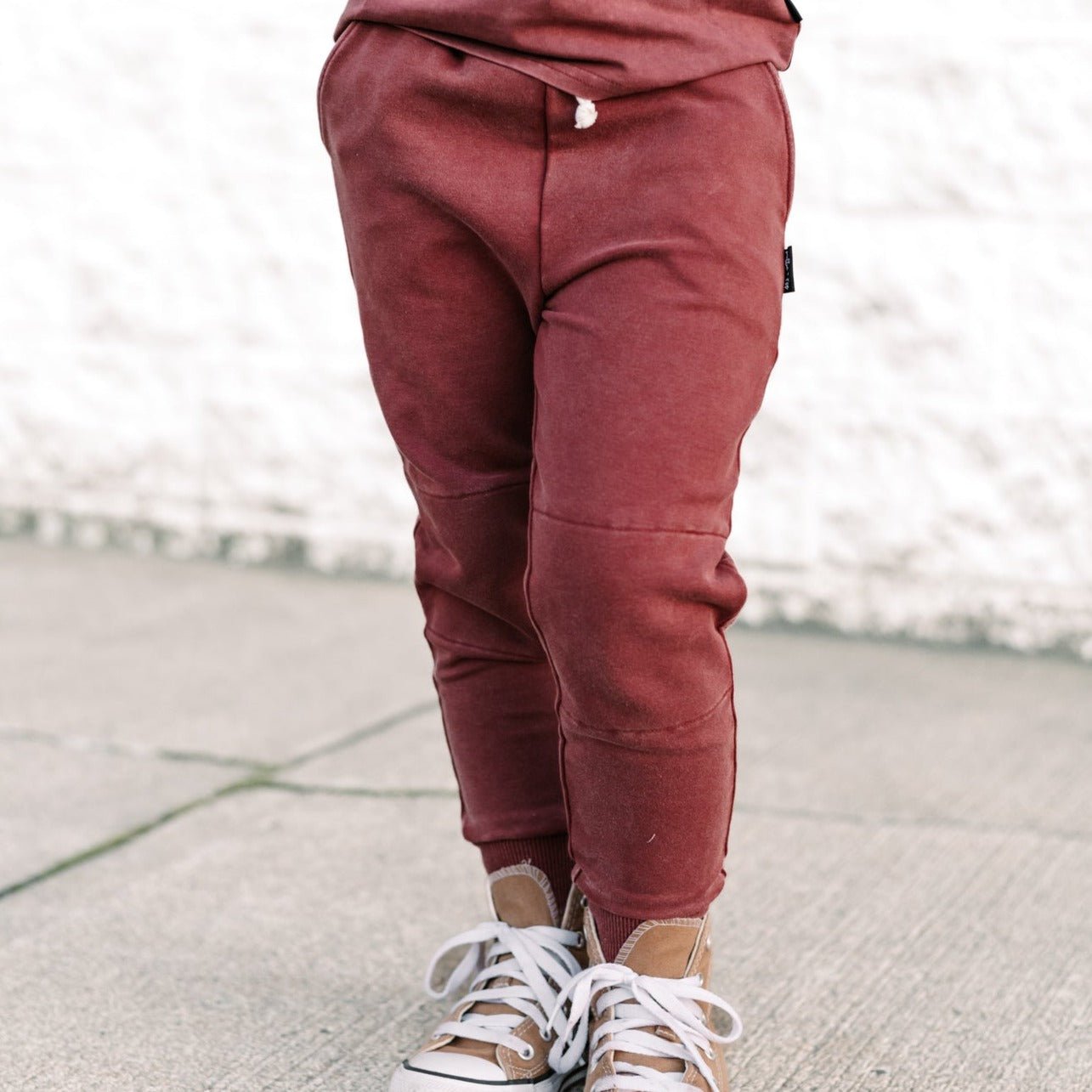 JOGGERS - Oxblood Snow Wash French Terry - Tenth &amp; Pine - jogger pants - 0/6M