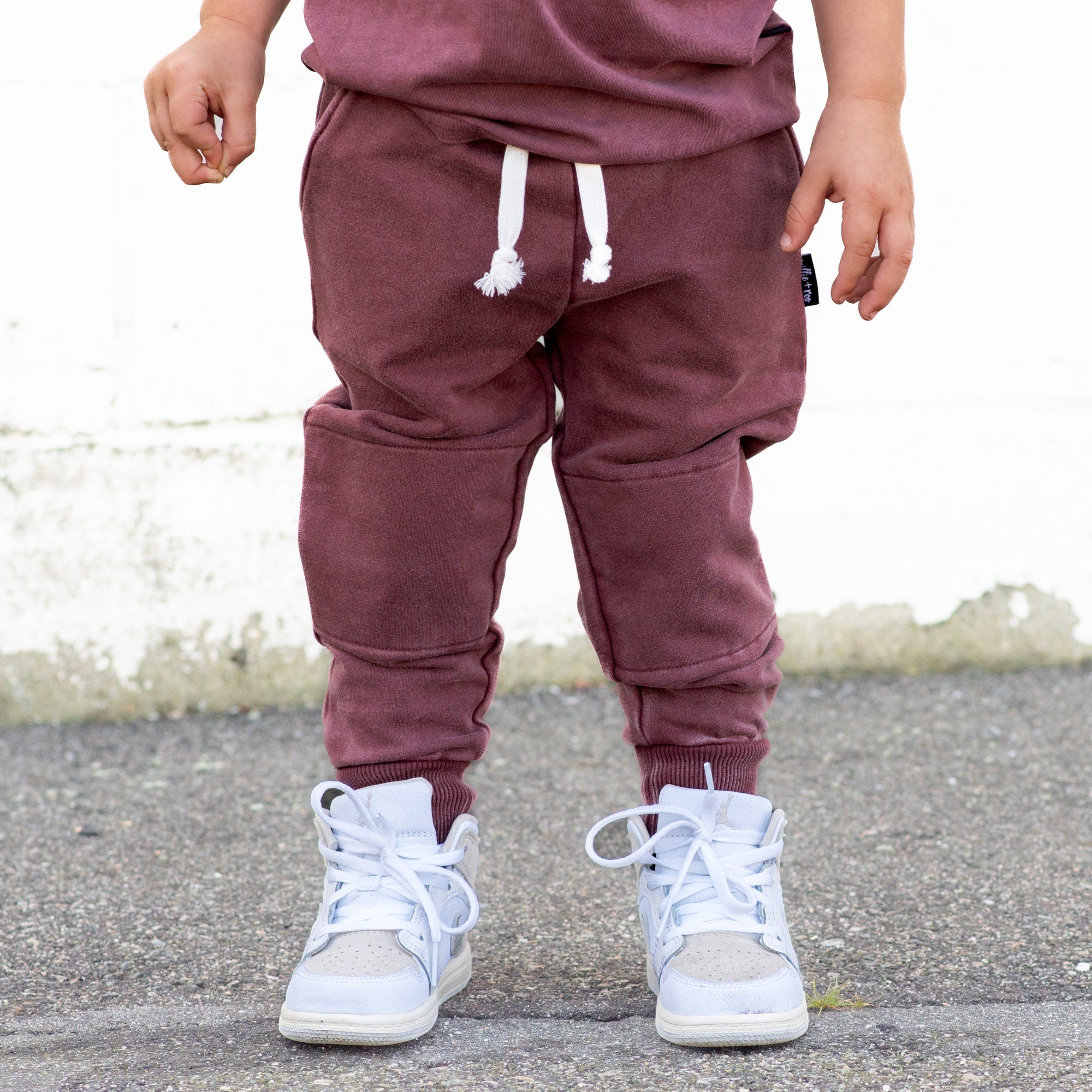 JOGGERS - Oxblood Snow Wash French Terry - Tenth &amp; Pine - jogger pants - 0/6M