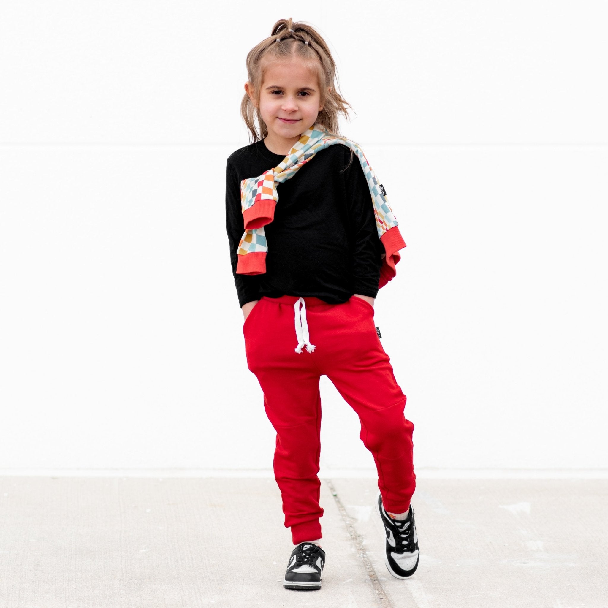 JOGGERS - Red Bamboo French Terry - Tenth &amp; Pine - jogger pants - 0/6M