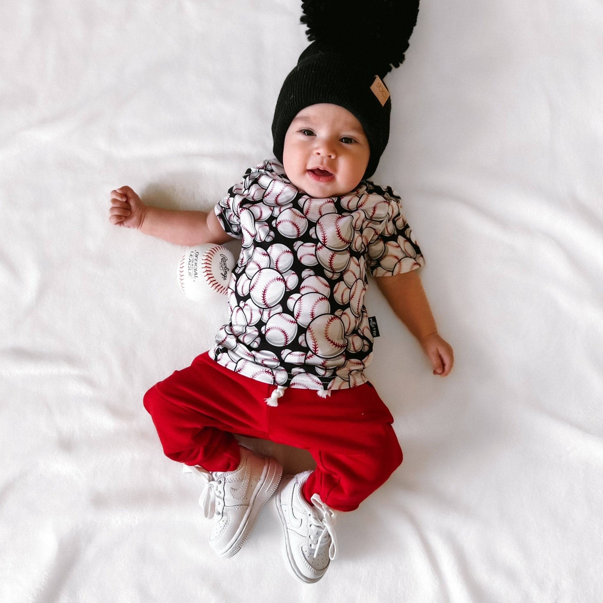 JOGGERS - Red Bamboo French Terry - Tenth &amp; Pine - jogger pants - 0/6M