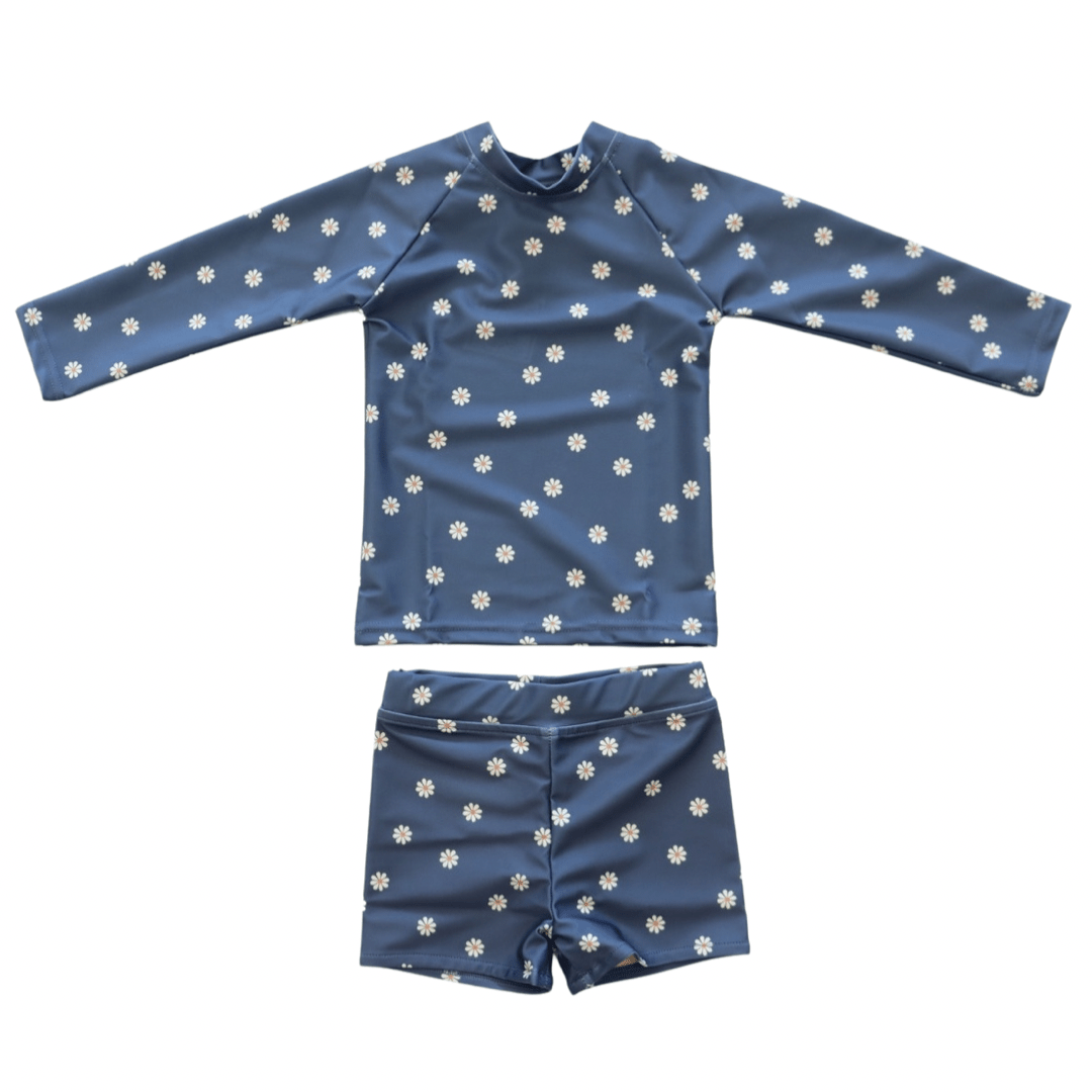 Kids Navy Daisy Rash Guard - Tenth & Pine - Rashguard - 3M