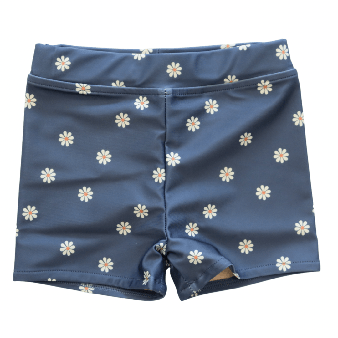 Kids Navy Daisy Swim Trunks - Tenth & Pine - Swim Shorts - 3M