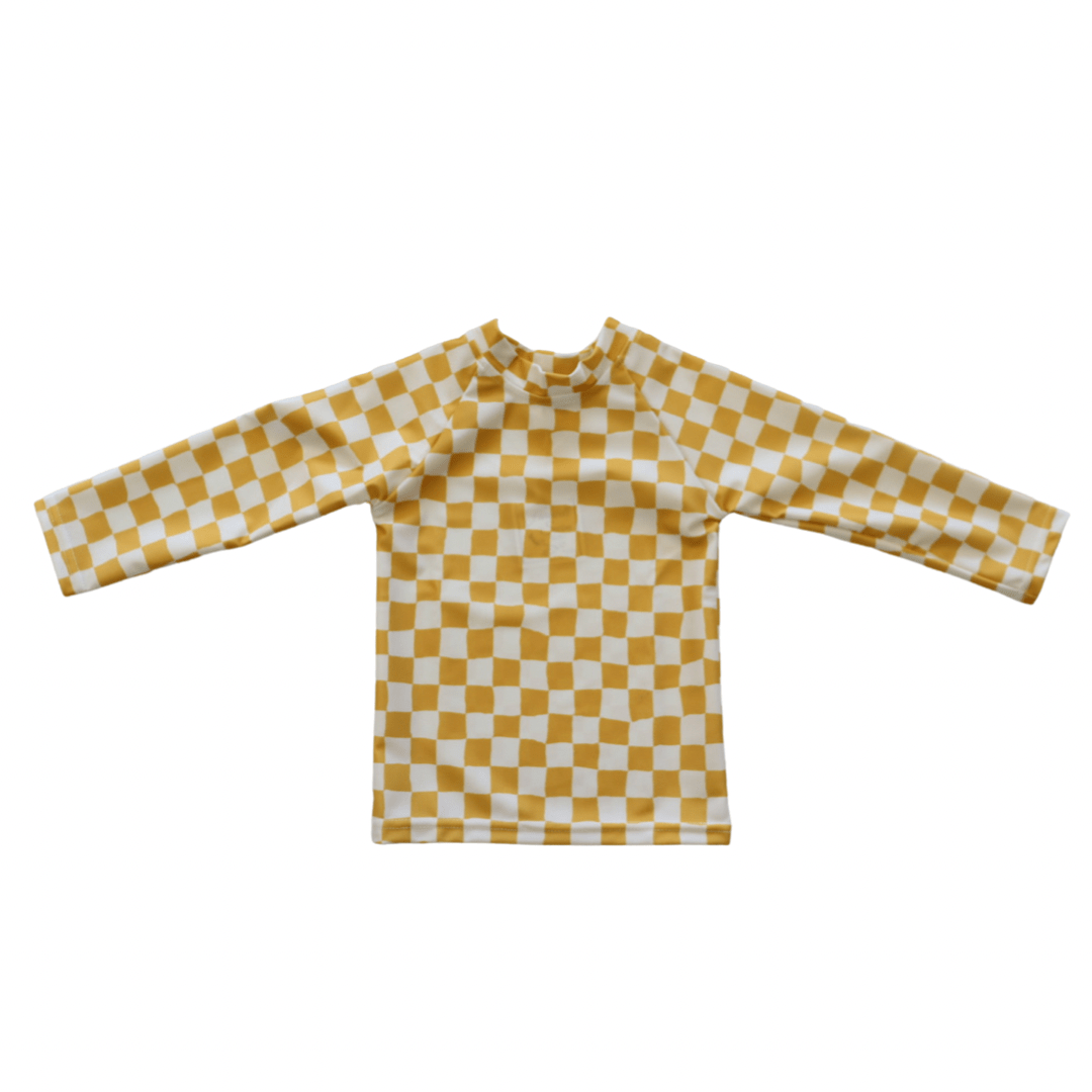 Kids Yellow Check Rash Guard - Tenth & Pine - Rashguard - 3M