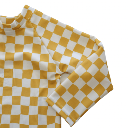 Kids Yellow Check Rash Guard - Tenth & Pine - Rashguard - 3M