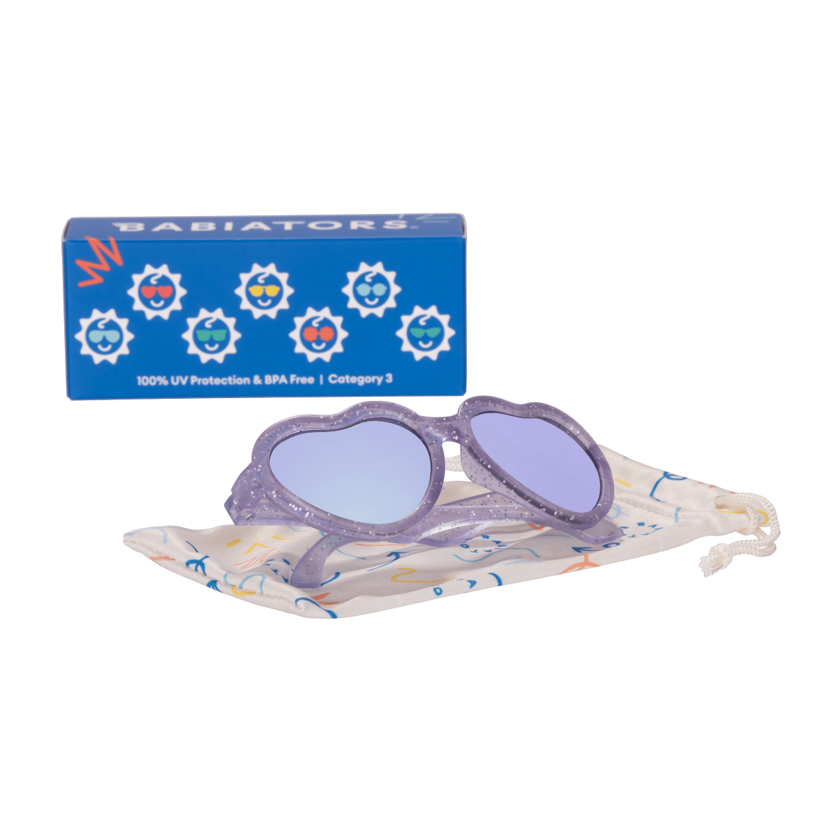 Lavender Shimmer | Purple Mirrored Lenses - Tenth & Pine - Sunglasses - Ages 0 - 2 - Limited Edition Heart - Babiators Sunglasses