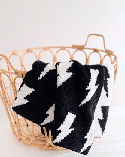 Lightning Bolt Fuzzy Blanket | Black - Tenth &amp; Pine - Plush Blanket - 