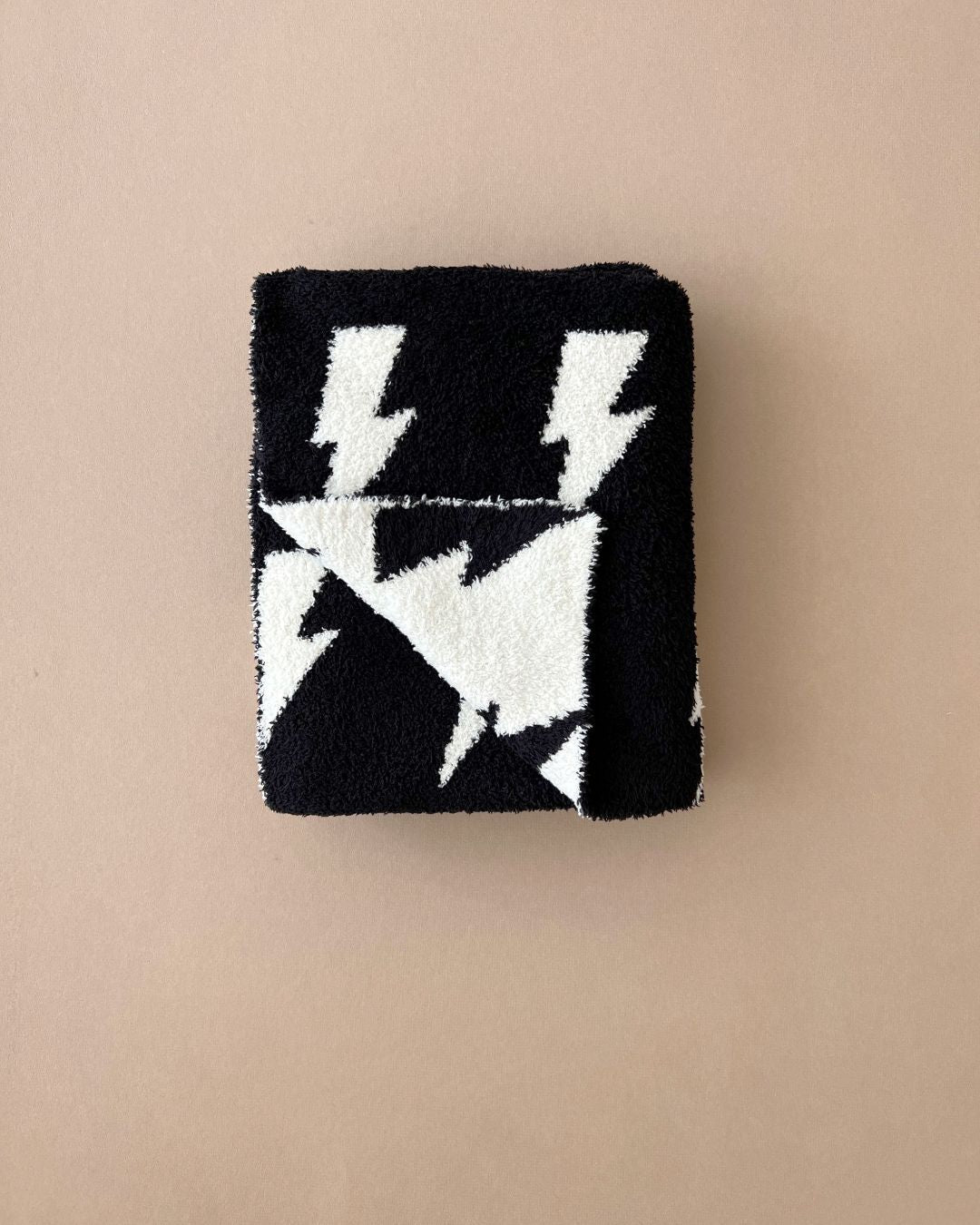 Lightning Bolt Fuzzy Blanket | Black - Tenth &amp; Pine - Plush Blanket - 