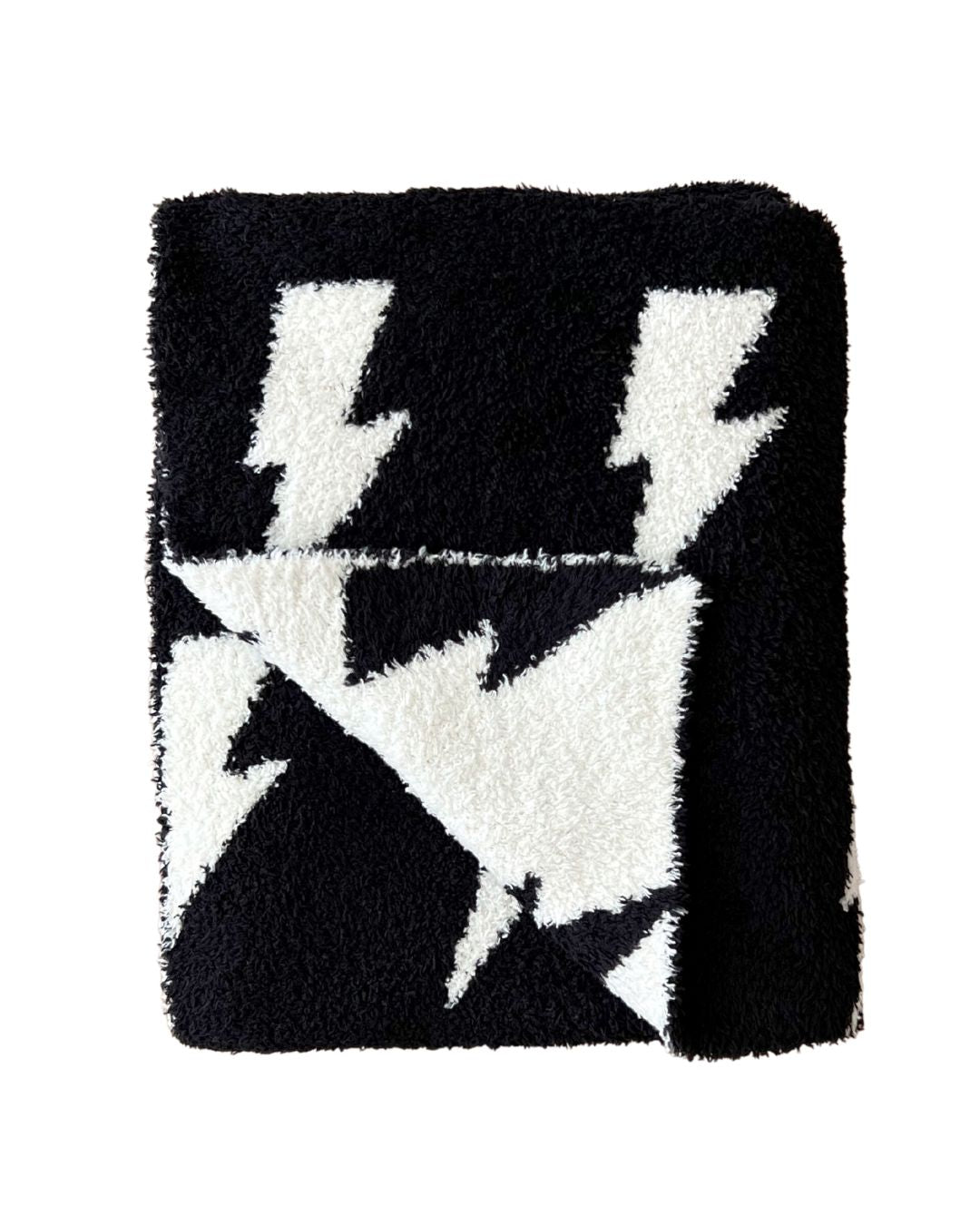 Lightning Bolt Fuzzy Blanket | Black - Tenth &amp; Pine - Plush Blanket - 