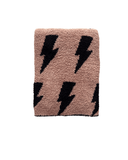 Lightning Bolt Fuzzy Blanket | Mocha - Tenth &amp; Pine - Plush Blanket - 