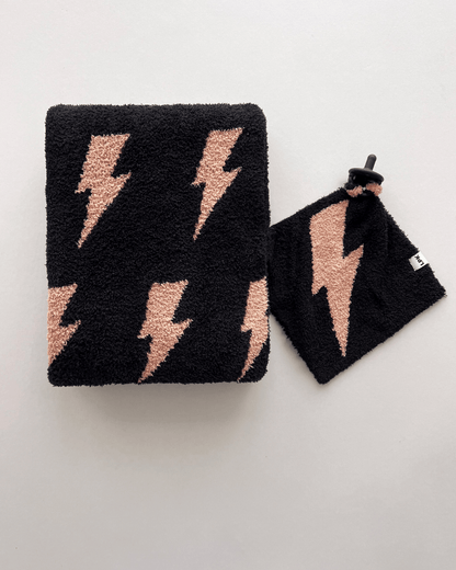 Lightning Bolt Fuzzy Blanket | Mocha - Tenth &amp; Pine - Plush Blanket - 