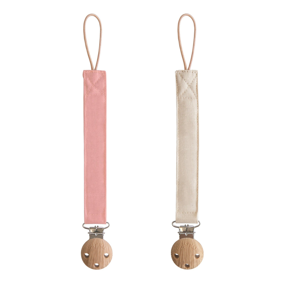 Linen Pacifier Clip 2 - Pack - Tenth &amp; Pine - Pacifier Clip - Dusty Rose/Shifting Sand