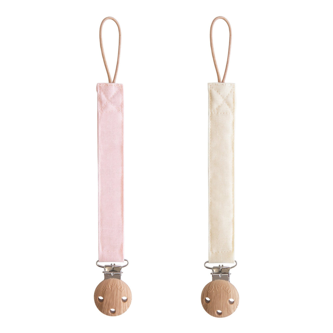 Linen Pacifier Clip 2 - Pack - Tenth &amp; Pine - Pacifier Clip - Blush/Cream