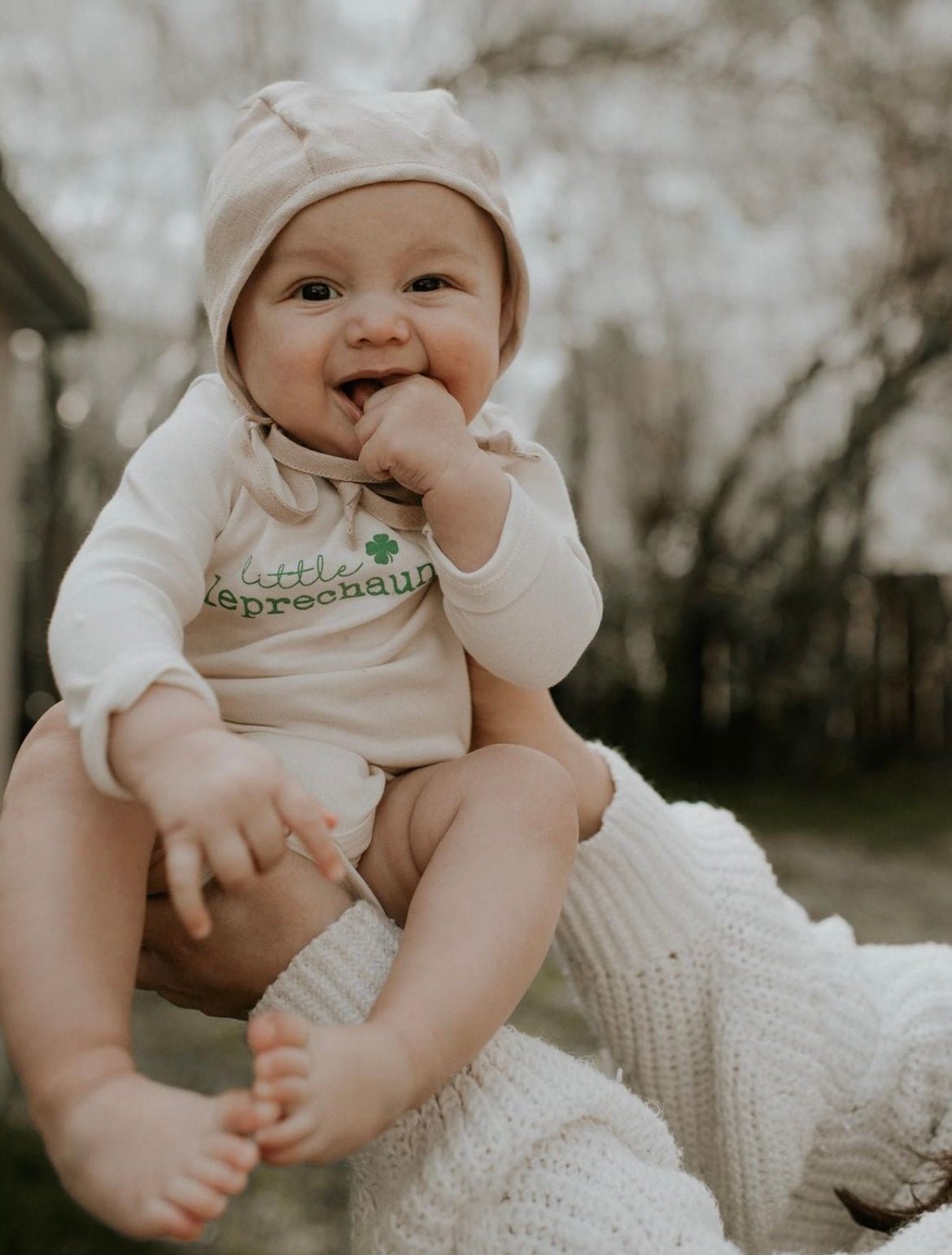 Little Leprechaun - Long Sleeve Organic Baby Bodysuit - Tenth &amp; Pine - Long Sleeve Onesie - Green - 0 - 3M