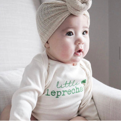 Little Leprechaun - Long Sleeve Organic Baby Bodysuit - Tenth &amp; Pine - Long Sleeve Onesie - Green - 0 - 3M