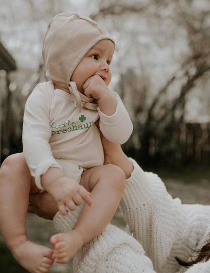 Little Leprechaun - Long Sleeve Organic Baby Bodysuit - Tenth &amp; Pine - Long Sleeve Onesie - Green - 0 - 3M