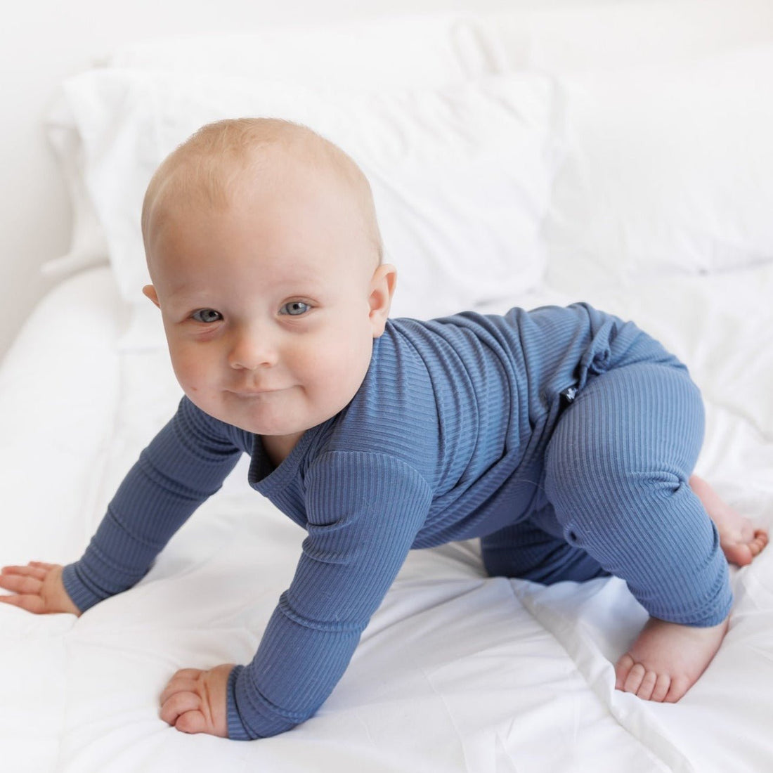 LONG SLEEVE 2 PIECE SETS - Arctic Ribbed - Tenth &amp; Pine - Bamboo 2 Piece PJ - RIB - 12/18m
