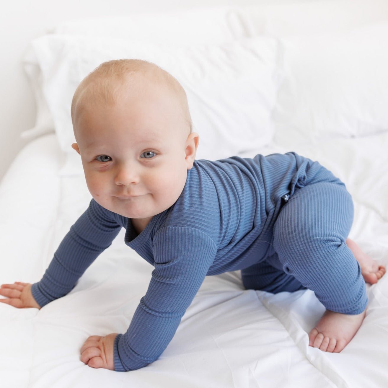 LONG SLEEVE 2 PIECE SETS - Arctic Ribbed - Tenth &amp; Pine - Bamboo 2 Piece PJ - RIB - 12/18m
