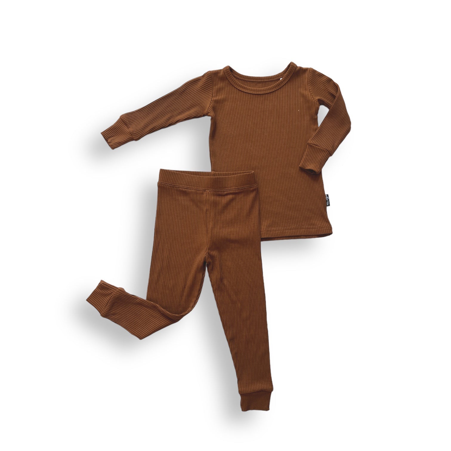 LONG SLEEVE 2 PIECE SETS - Bark Ribbed - Tenth &amp; Pine - Bamboo 2 Piece PJ - RIB - 12/18m